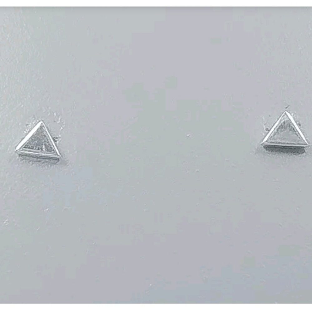 .925 Sterling Silver Solid Triangle Stud Earrings - image 4